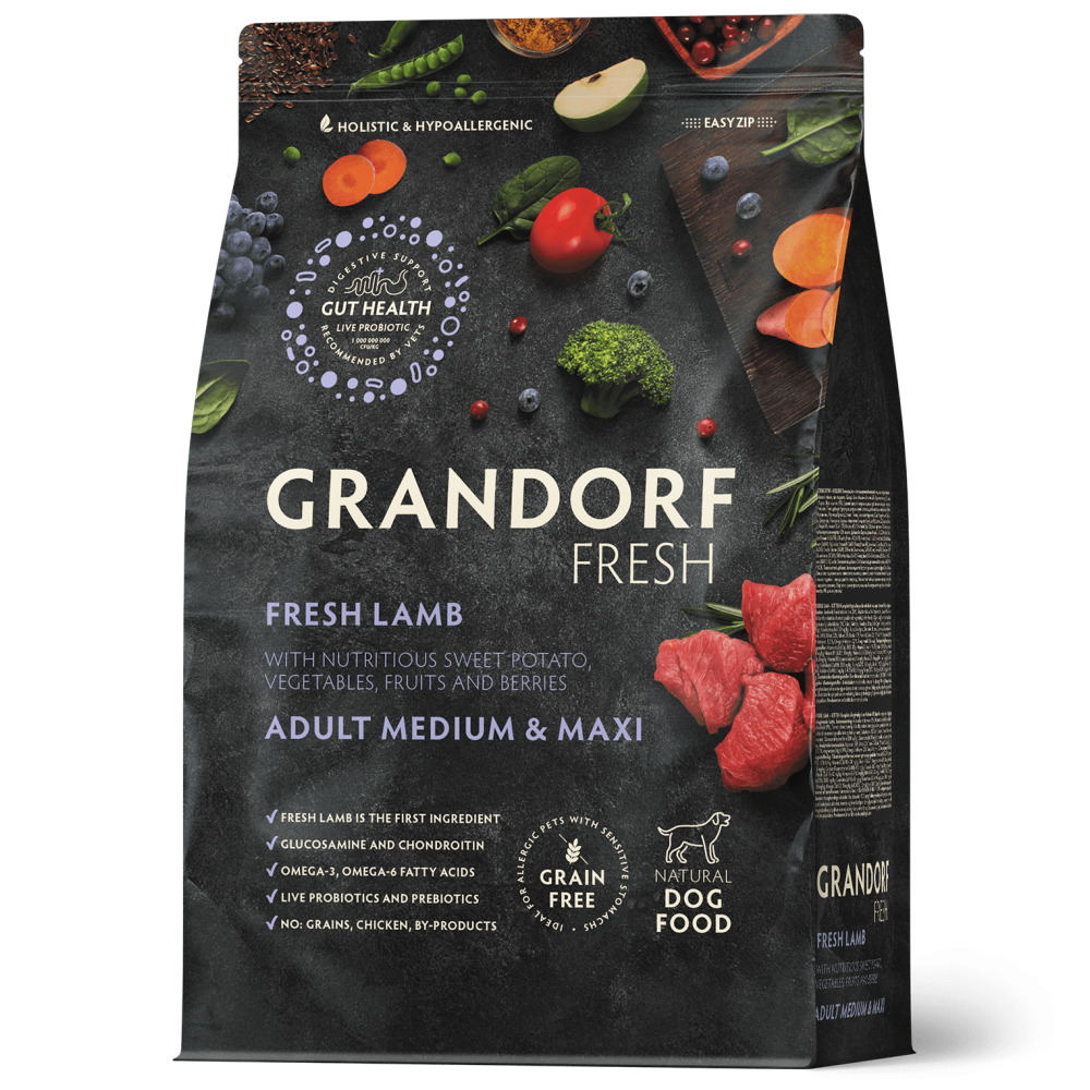 Grandorf Fresh Värske Lambaliha ja Bataat keskmistele ja suurtele koertele 3kg