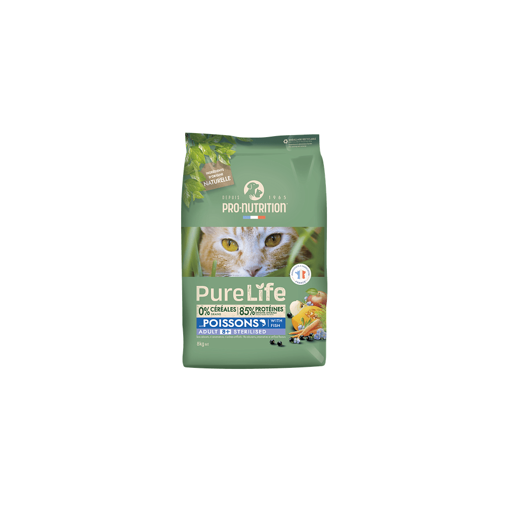 Pure Life Cat Sterilized 8+ Pardiliha ja Valge kalaga Eakatele kassidele 4kg (2x2kg)