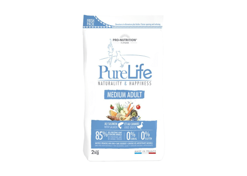 Pure Life Dog Medium Adult Lõhe ja Pardilihaga Täiskasvanud koertele 2kg