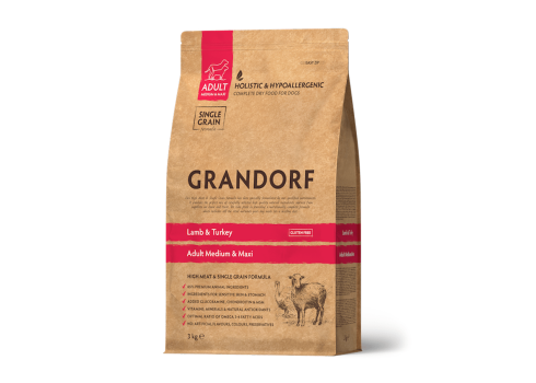 Grandorf Lamba- ja Kalkuniliha Täiskasvanud keskmistele ja suurtele koertele 3kg