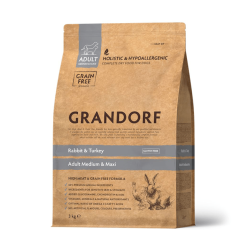 Grandorf Jänese- ja Kalkuniliha Täiskasvanud Keskmist ja Suurt Kasvu Koertele 6kg (2x3kg)