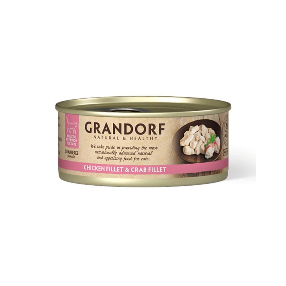 Grandorf Kana Rinnafilee ja Krabifilee konserv kassidele 6x70g