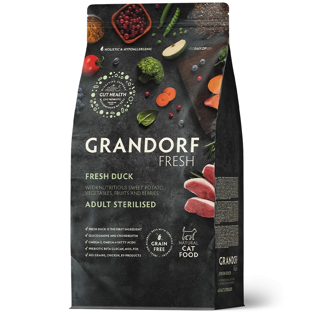 Grandorf Cat Fresh Värske Part ja Bataat Täiskasvanud Steriliseeritud Kassidele 2kg