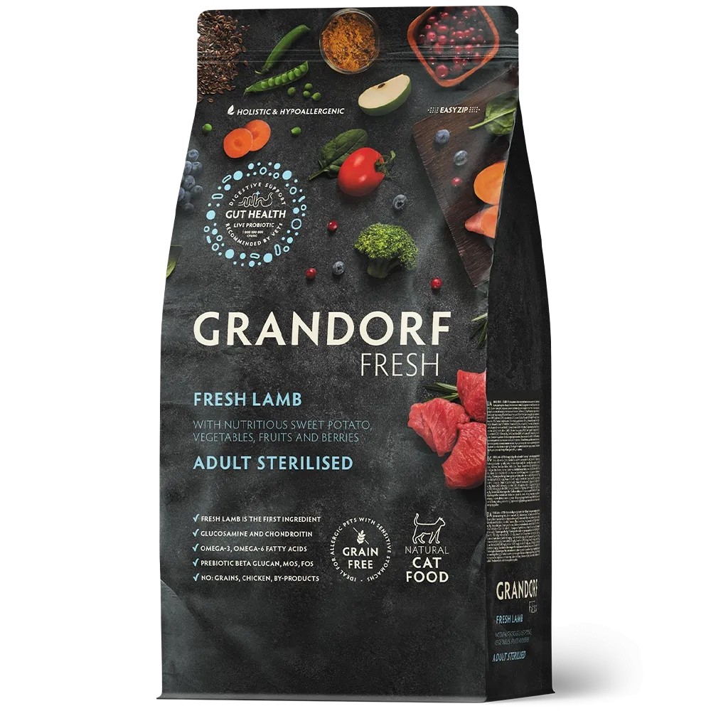 Grandorf Cat Fresh Värske Lammas ja Bataat Täiskasvanud Steriliseeritud Kassidele 2kg