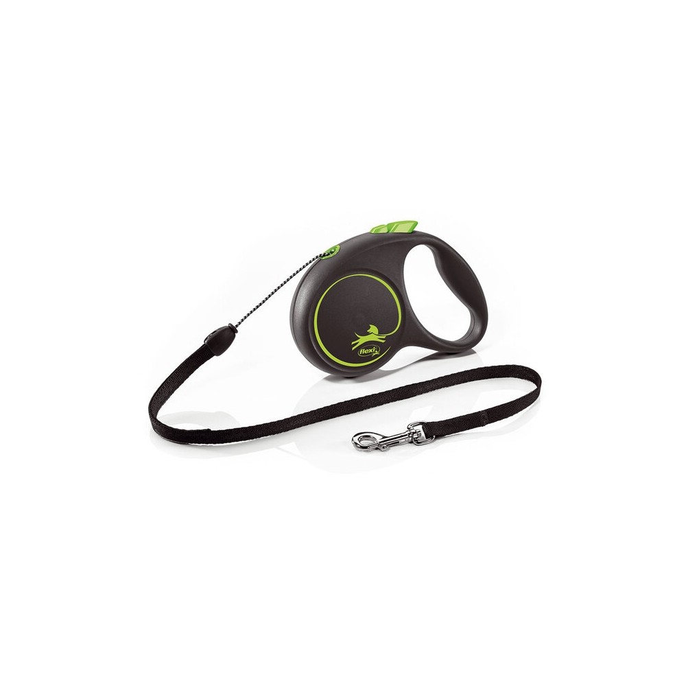 Flexi Black Design nöörrihm S 5 m, roheline