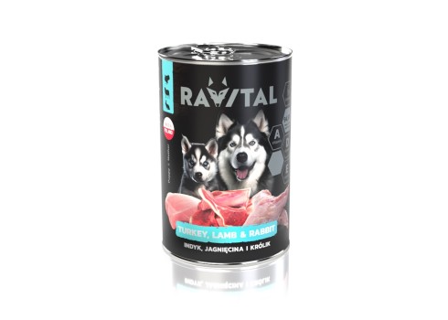 Ravital Turkey, Lamb & Rabbit konserv kutsikatele 400g