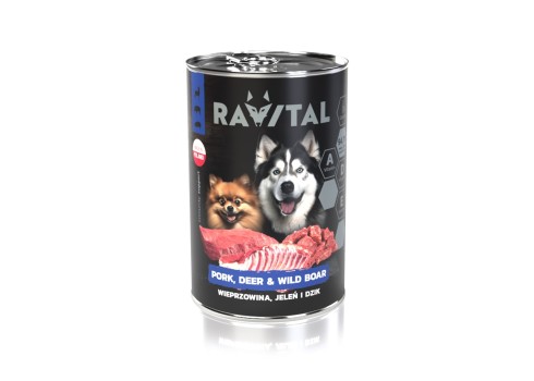 Ravital Pork, Deer & Wild Boar konserv koerale 400g