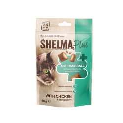 Shelma HAIRBALL kana-ja mustikatäidisega padjakesed 60g