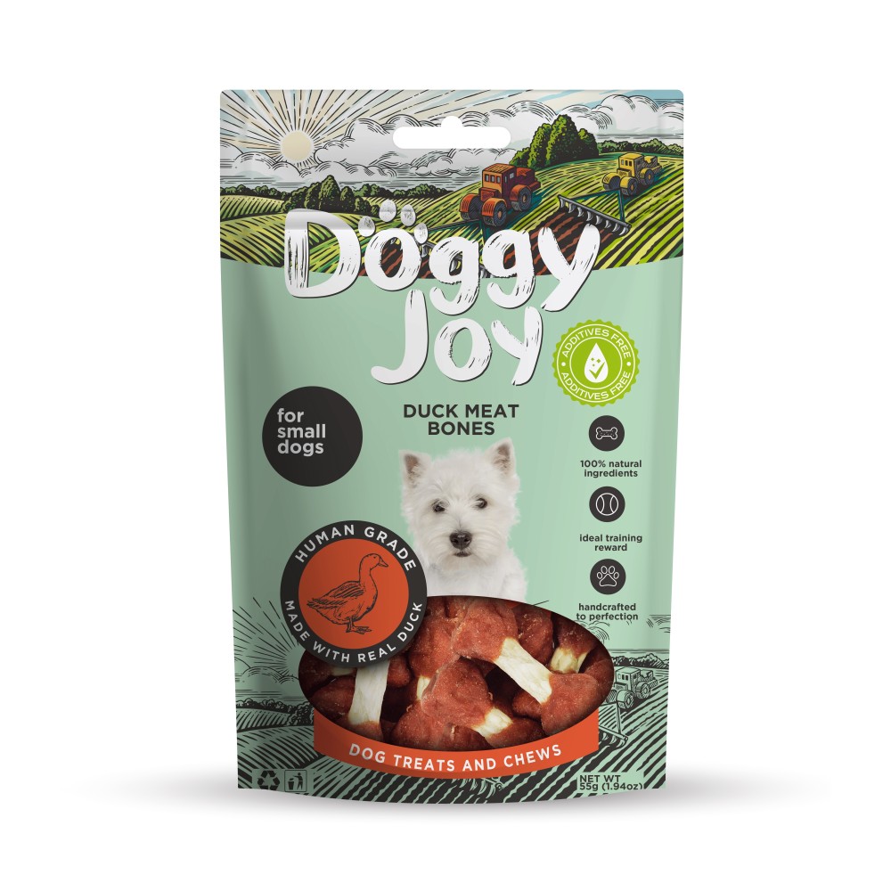 Doggy Joy duck meat bones närimismaiused koertele 55g