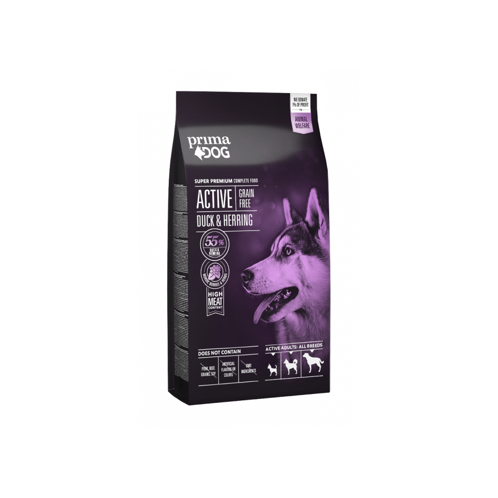 Prima Dog GRAIN FREE ACTIVE pardiliha-heeringa adult 10kg