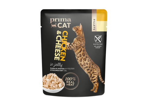Prima Cat kassi einekotike kanaliha juustuga ja tuunikala-kanaliha tarrendis 4x50g