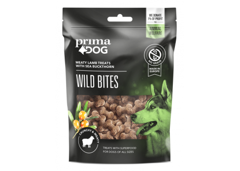 Prima Dog Wild Bitesi lambaliha ja astelpajumarjadega koeramaius 4x100g