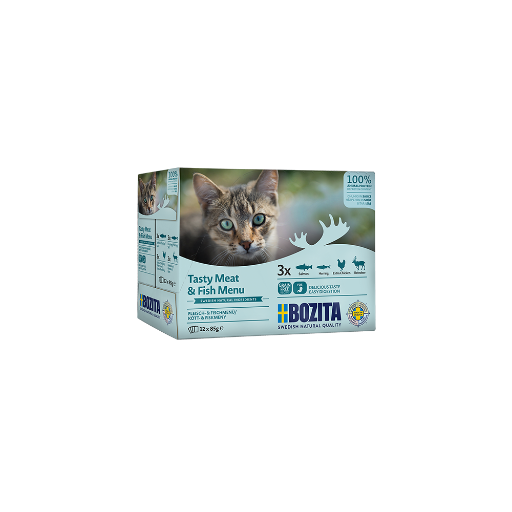 Bozita kassitoit Chunks in Sauce with Fish and Meat Multibox 12x85g