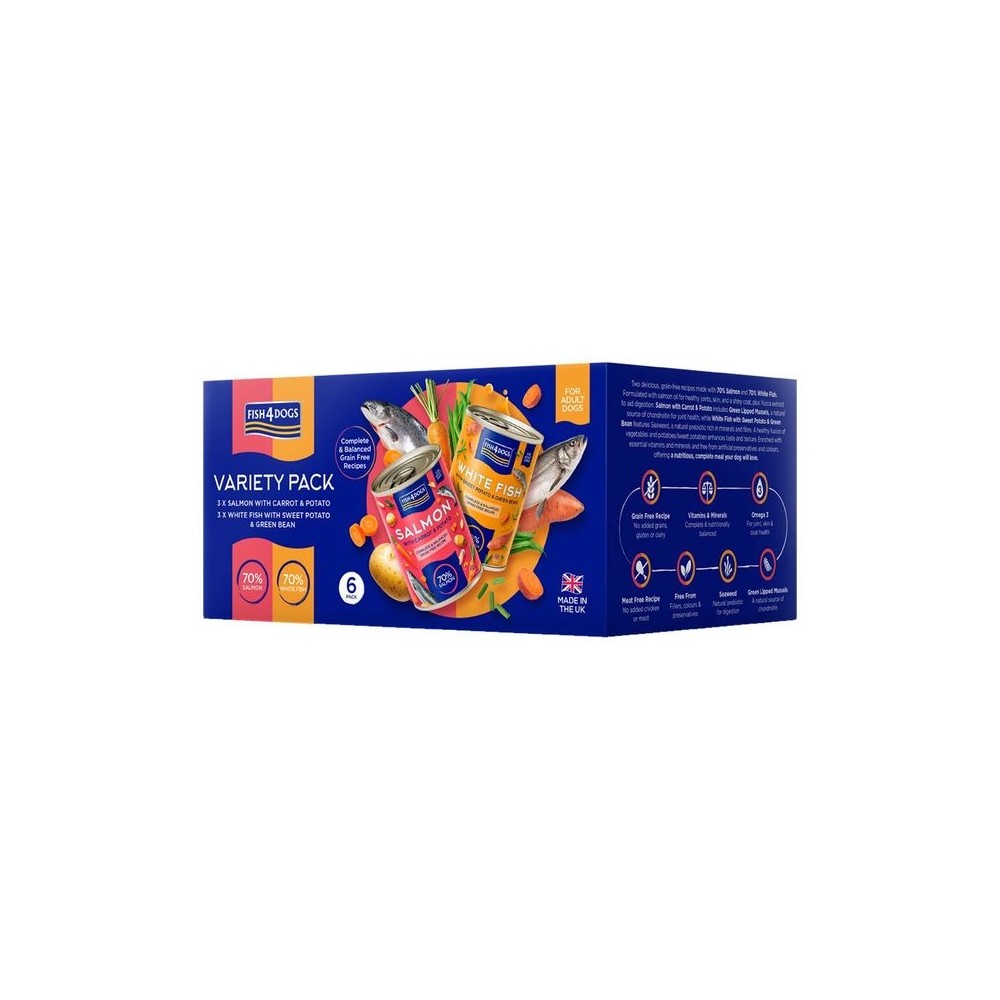 Fish4Dogs konserv koertele multipakk kala-köögiviljad 395g N6