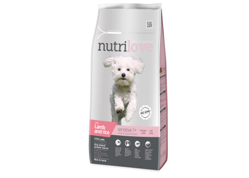 Nutrilove sensitive lamb&rice small-medium koeratoit 8kg
