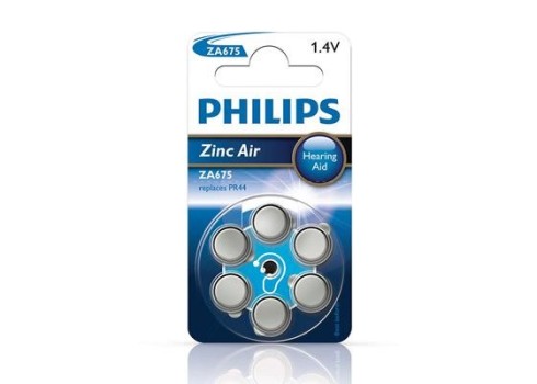 Patarei Philips ZA675 1.4 V 6 tk Zinc Air PR44