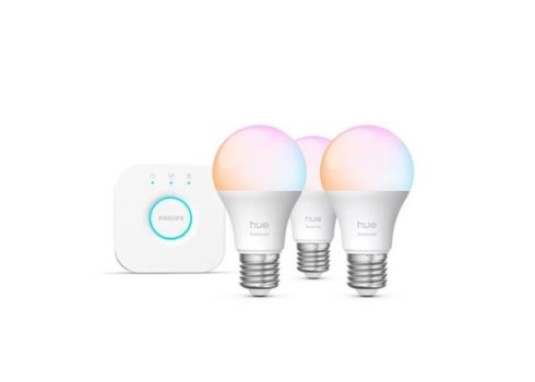 Philips Hue Essential E27 8W 806lm, Colored, 3-pack + Bridge