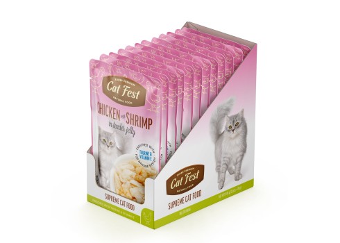Cat Fest Chicken with shrimp in jelly einekotike kassile 12x70g