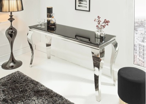 Konsoollaud MODERN BAROQUE must / hõbe, 145x50xH75 cm