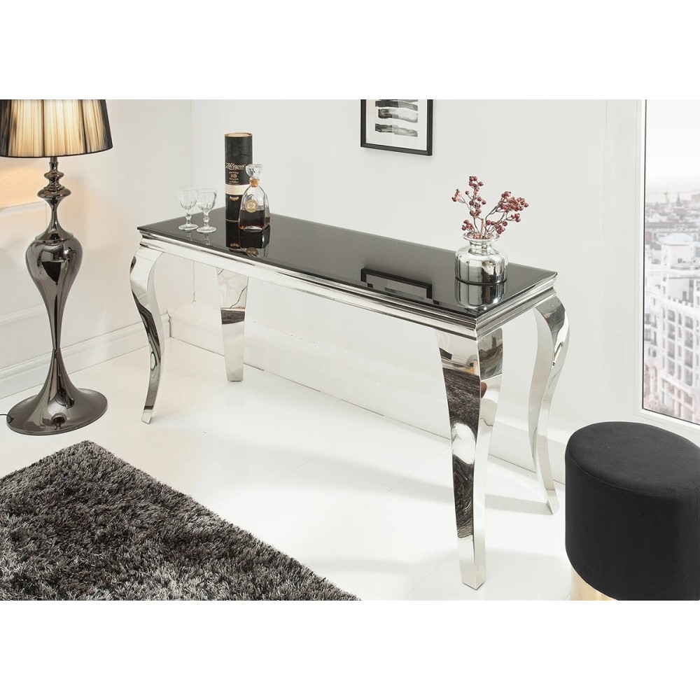 Konsoollaud MODERN BAROQUE must / hõbe, 145x50xH75 cm