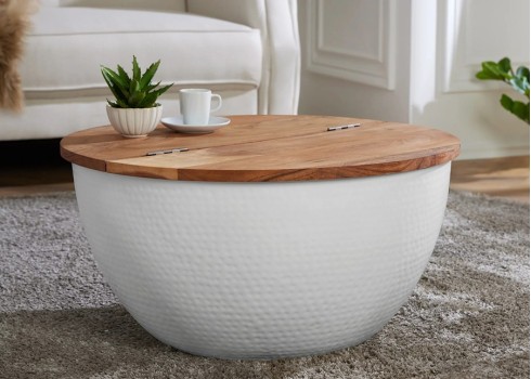 Diivanilaud ORIENT valge / pruun, D60xH32 cm