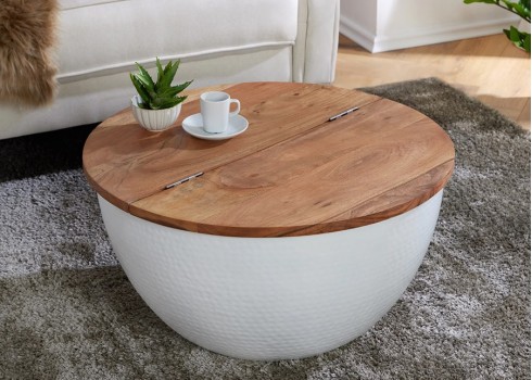 Diivanilaud ORIENT valge / pruun, D60xH32 cm