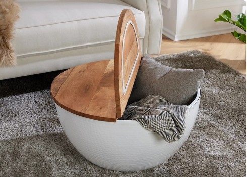 Diivanilaud ORIENT valge / pruun, D60xH32 cm