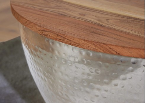 Diivanilaud ORIENT hõbedane / pruun, D60xH32 cm