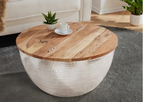 Diivanilaud ORIENT hõbedane / pruun, D60xH32 cm