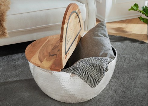 Diivanilaud ORIENT hõbedane / pruun, D60xH32 cm