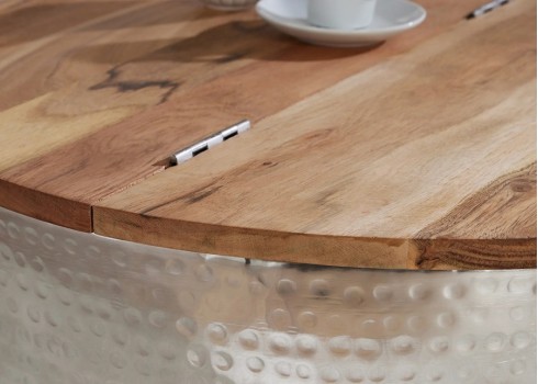 Diivanilaud ORIENT hõbedane / pruun, D60xH32 cm