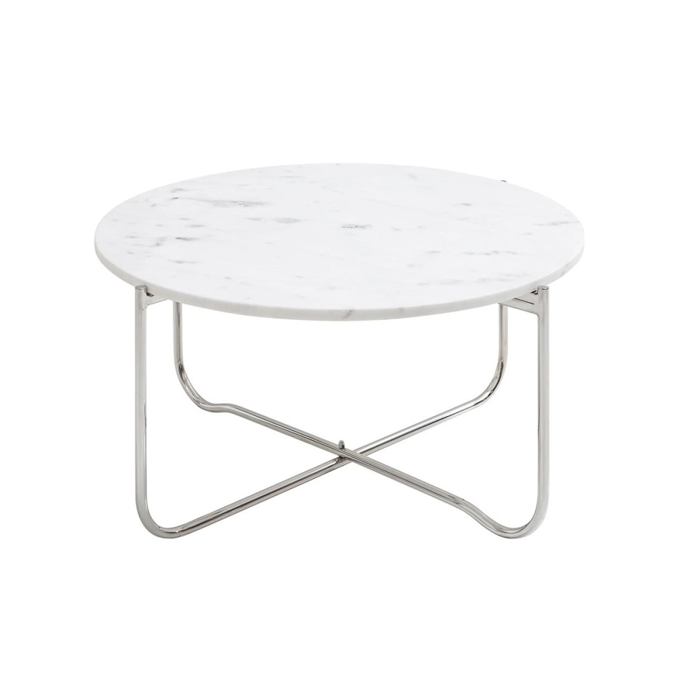 Diivanilaud NOBLE valge / hõbedane, 62x59xH33 cm