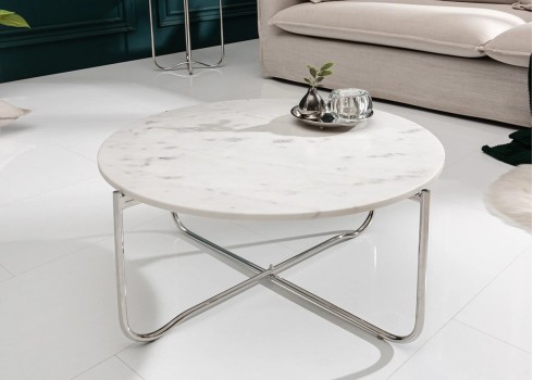 Diivanilaud NOBLE valge / hõbedane, 62x59xH33 cm