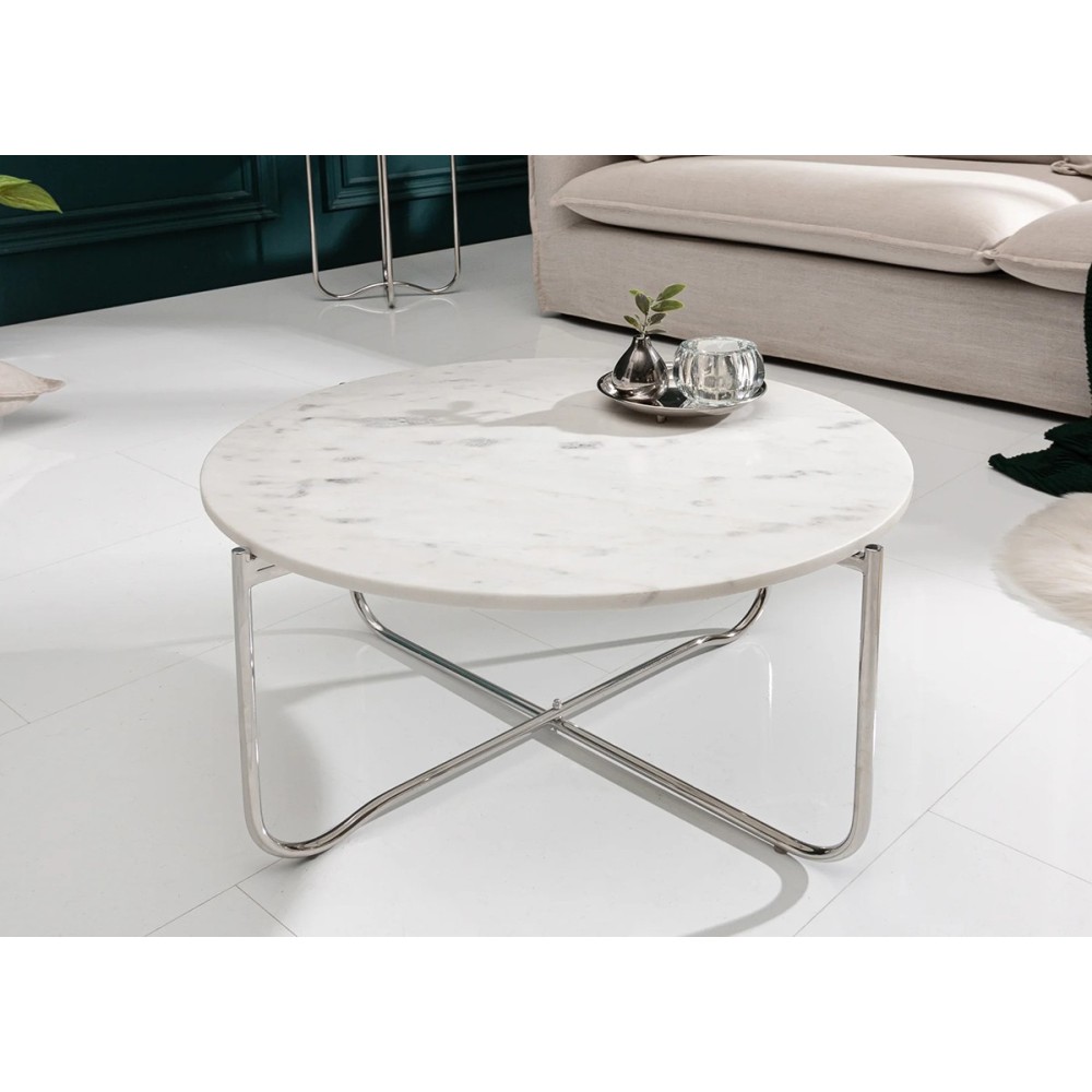 Diivanilaud NOBLE valge / hõbedane, 62x59xH33 cm