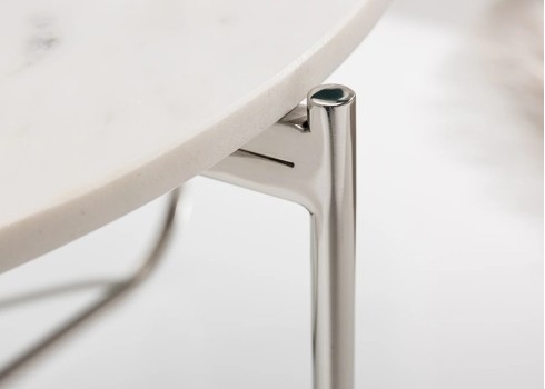 Diivanilaud NOBLE valge / hõbedane, 62x59xH33 cm