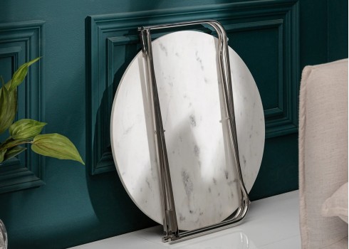 Diivanilaud NOBLE valge / hõbedane, 62x59xH33 cm