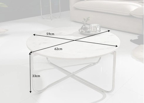 Diivanilaud NOBLE valge / hõbedane, 62x59xH33 cm