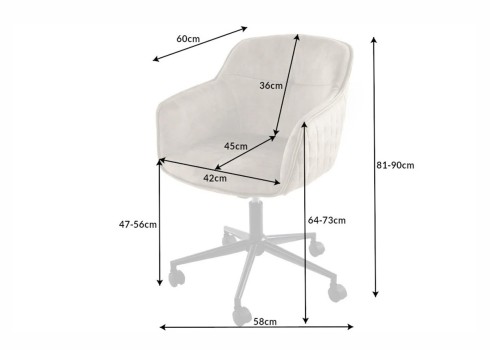 Kontoritool EUPHORIA beež, 58x60xH81-90 cm