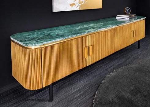 Tv-alus VENEZIANO roheline marmor / messing, 160x40xH50 cm