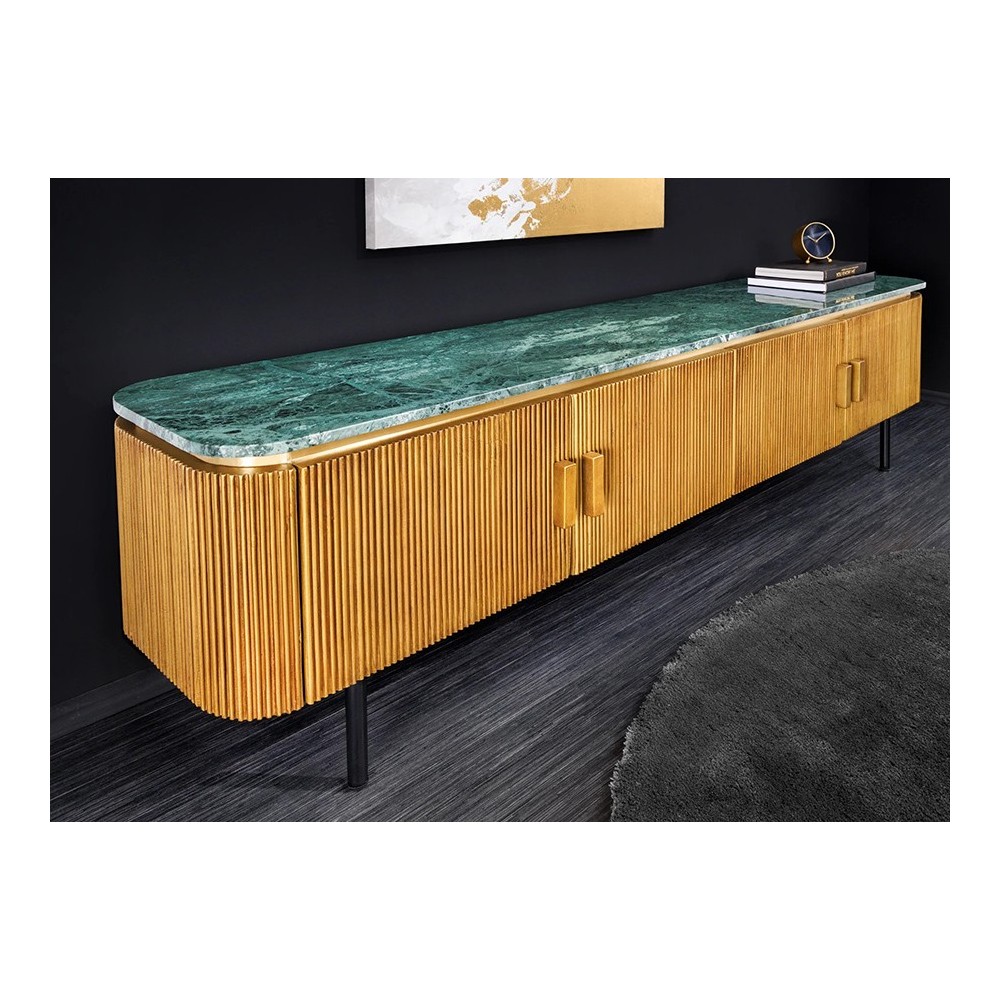 Tv-alus VENEZIANO roheline marmor / messing, 160x40xH50 cm