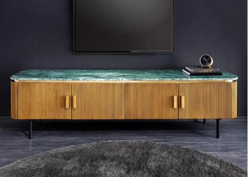 Tv-alus VENEZIANO roheline marmor / messing, 160x40xH50 cm