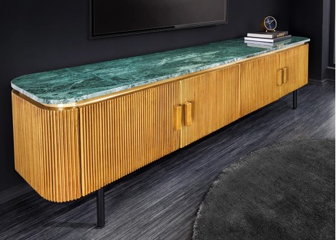 Tv-alus VENEZIANO roheline marmor / messing, 160x40xH50 cm