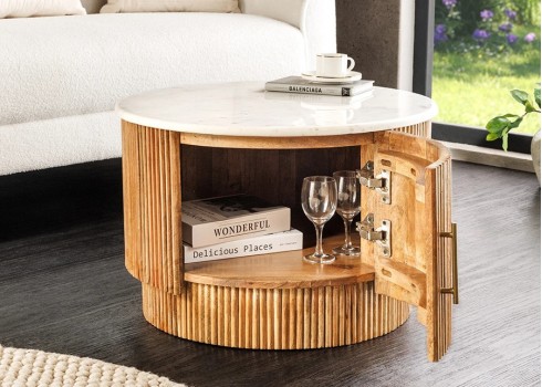 Diivanilaud TRES CHIC marmor / mango, D60xH40 cm