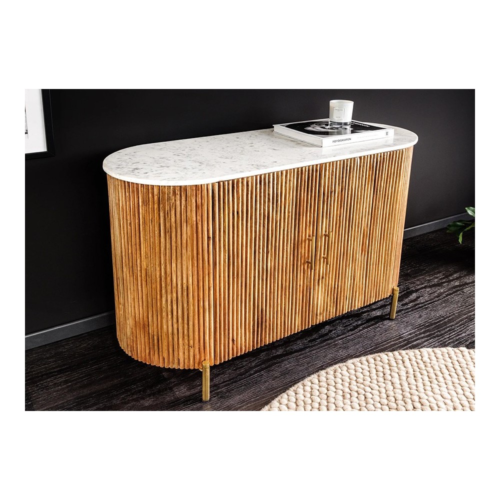 Kummut TRES CHIC marmor / mango, 102x43xH76 cm