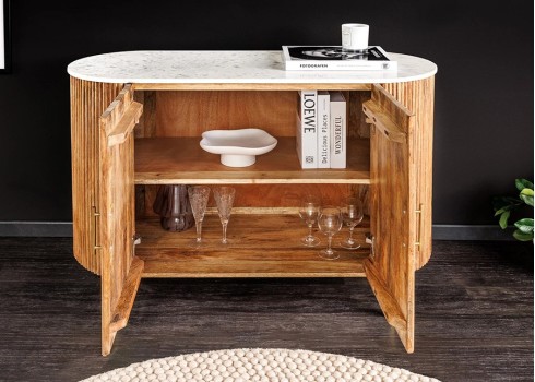 Kummut TRES CHIC marmor / mango, 102x43xH76 cm