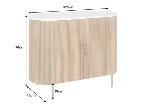 Kummut TRES CHIC marmor / mango, 102x43xH76 cm