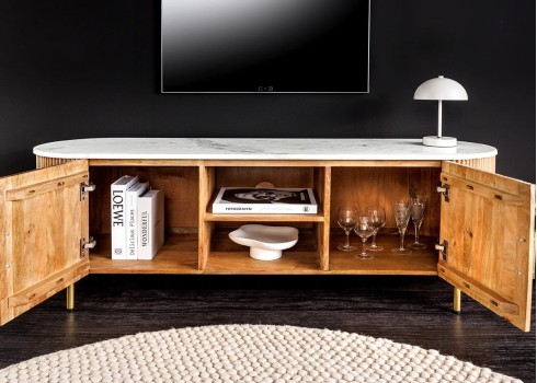 Tv-alus TRES CHIC marmor / mango, 140x44xH50 cm