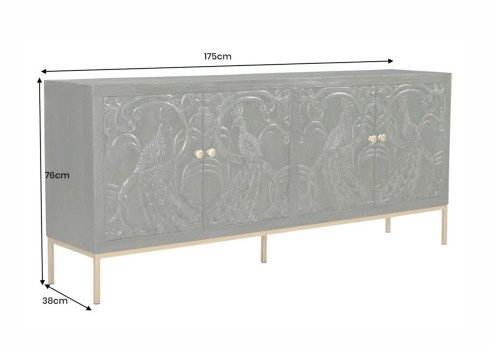 Kummut PEACOCK roheline, 175x38xH76 cm