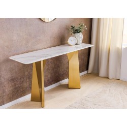 Konsoollaud EXTRAVAGANCIA valge / kuldne, 140x40xH75 cm