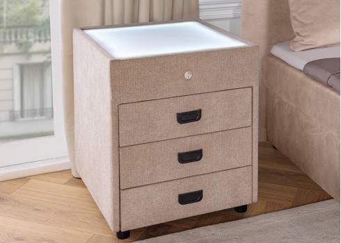 Öökapp valgustusega TOULOUSE beež, 45x45xH55 cm